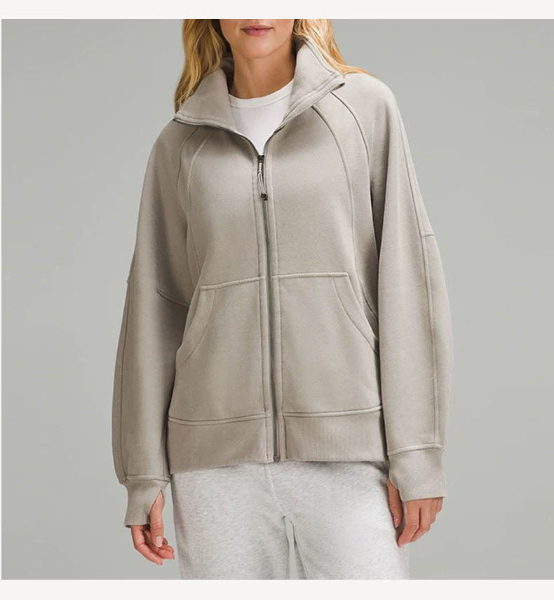 L5456#  Embroidery  Full Zipper Long Fleece Hoodies