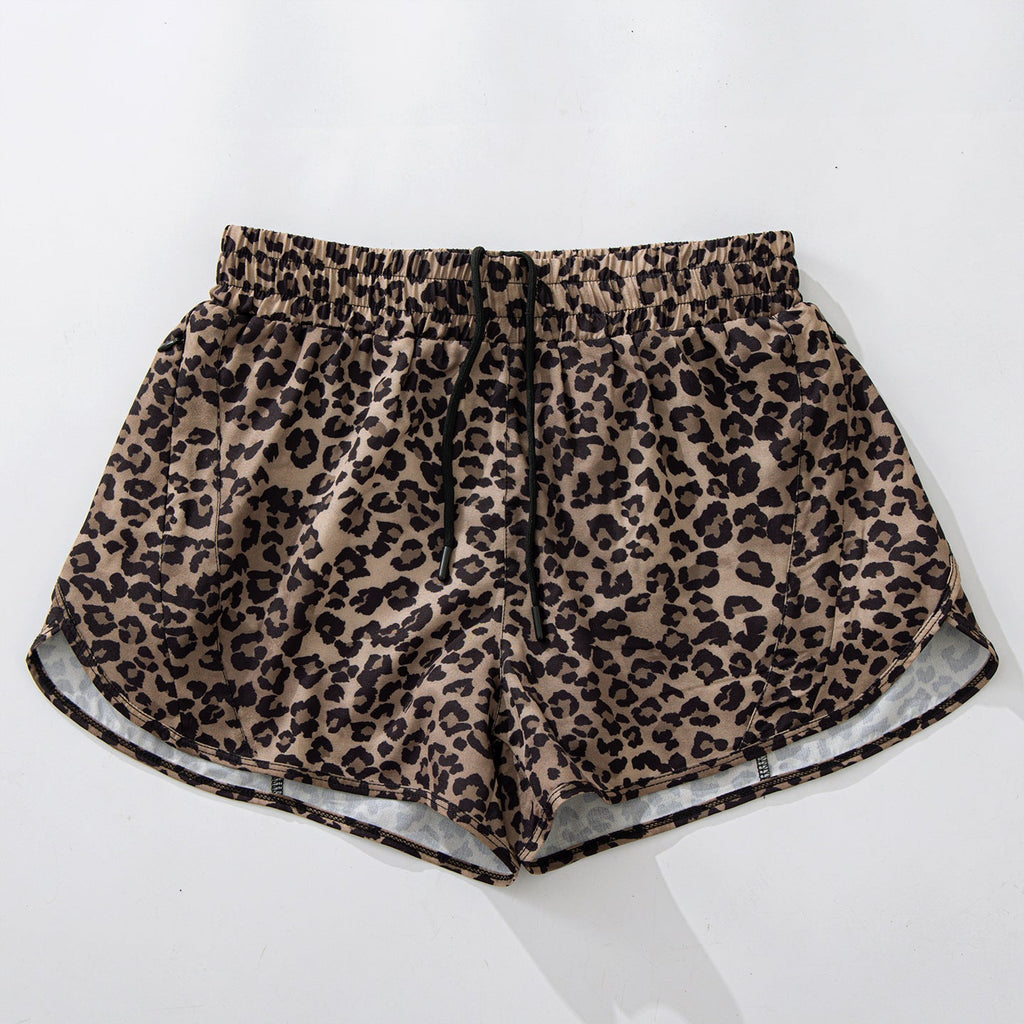 L6139#  Women Yoga Leopard Shorts