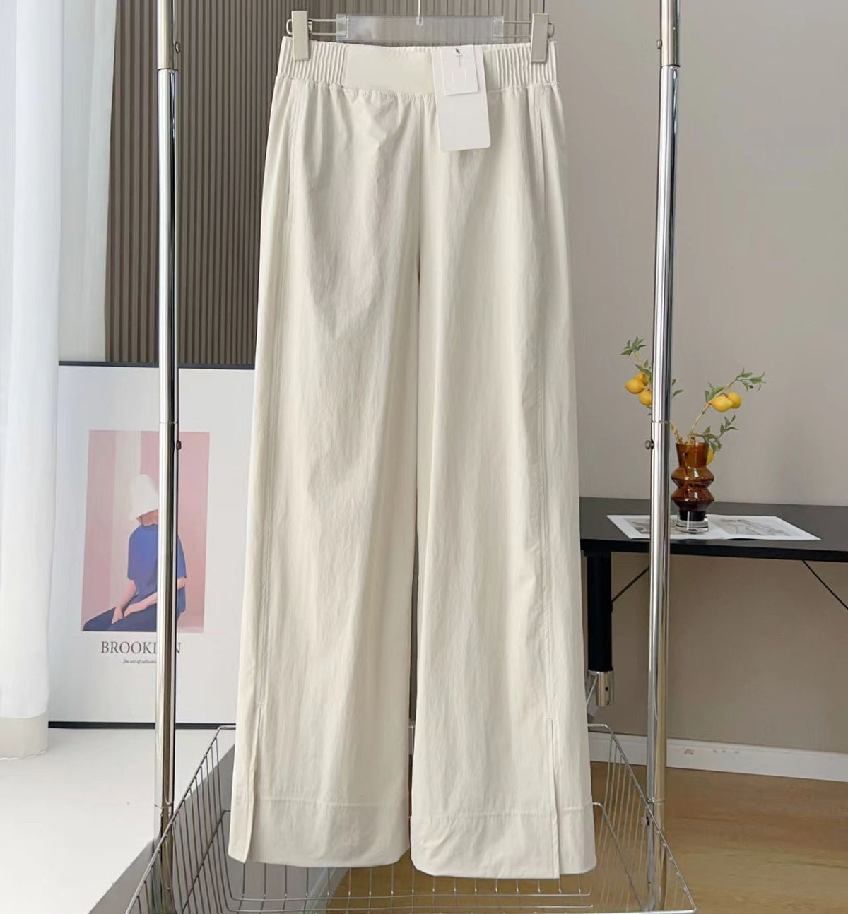 L6489#  Women Wide‑Leg Cropped Pants