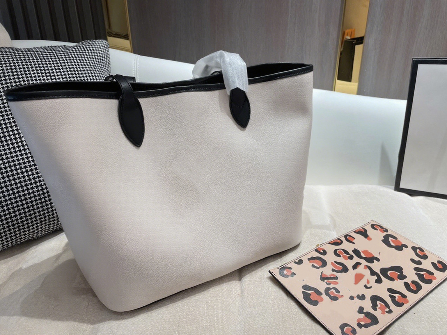 E6286# Leather Leopard Bag