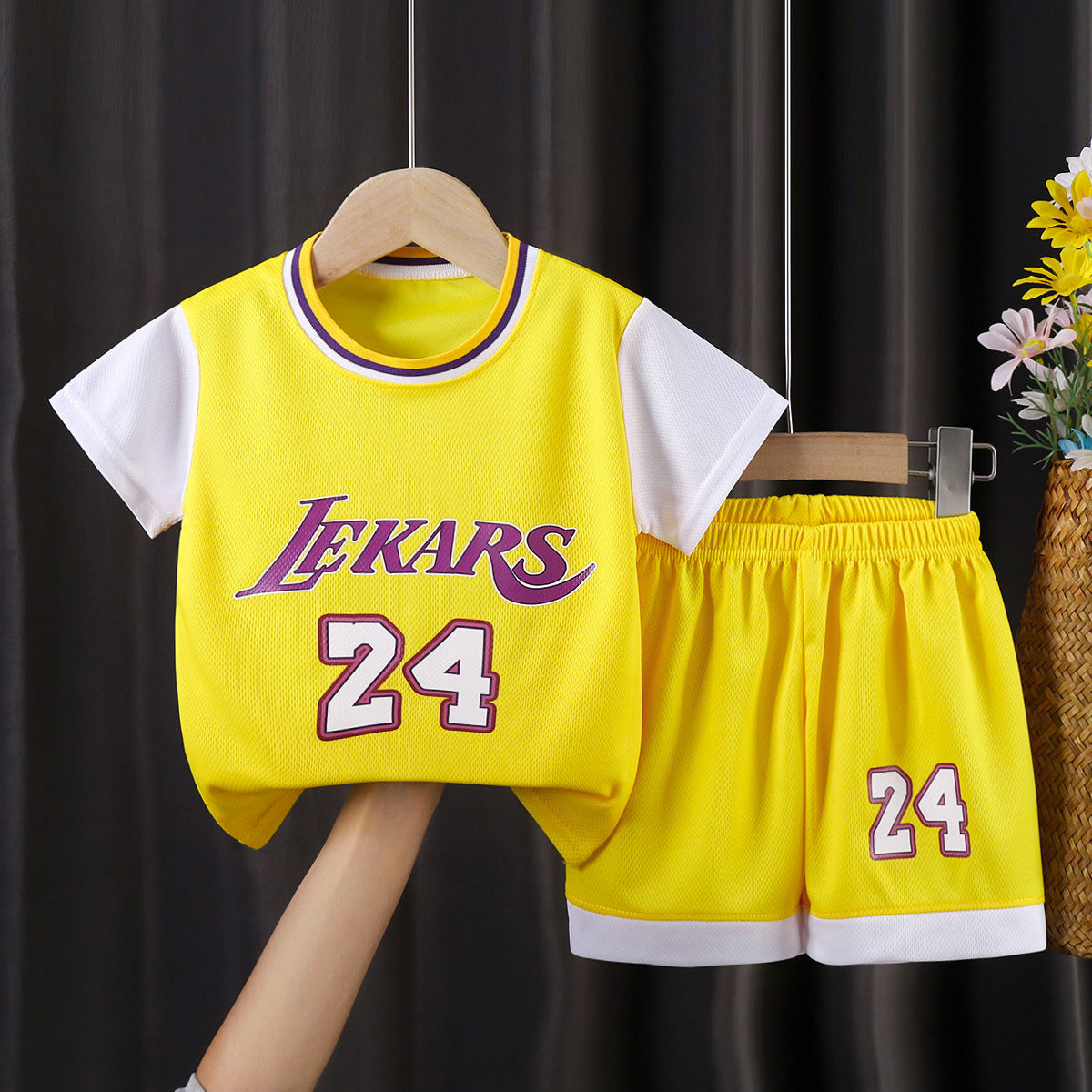 E7195#Kids football shirt shorts set