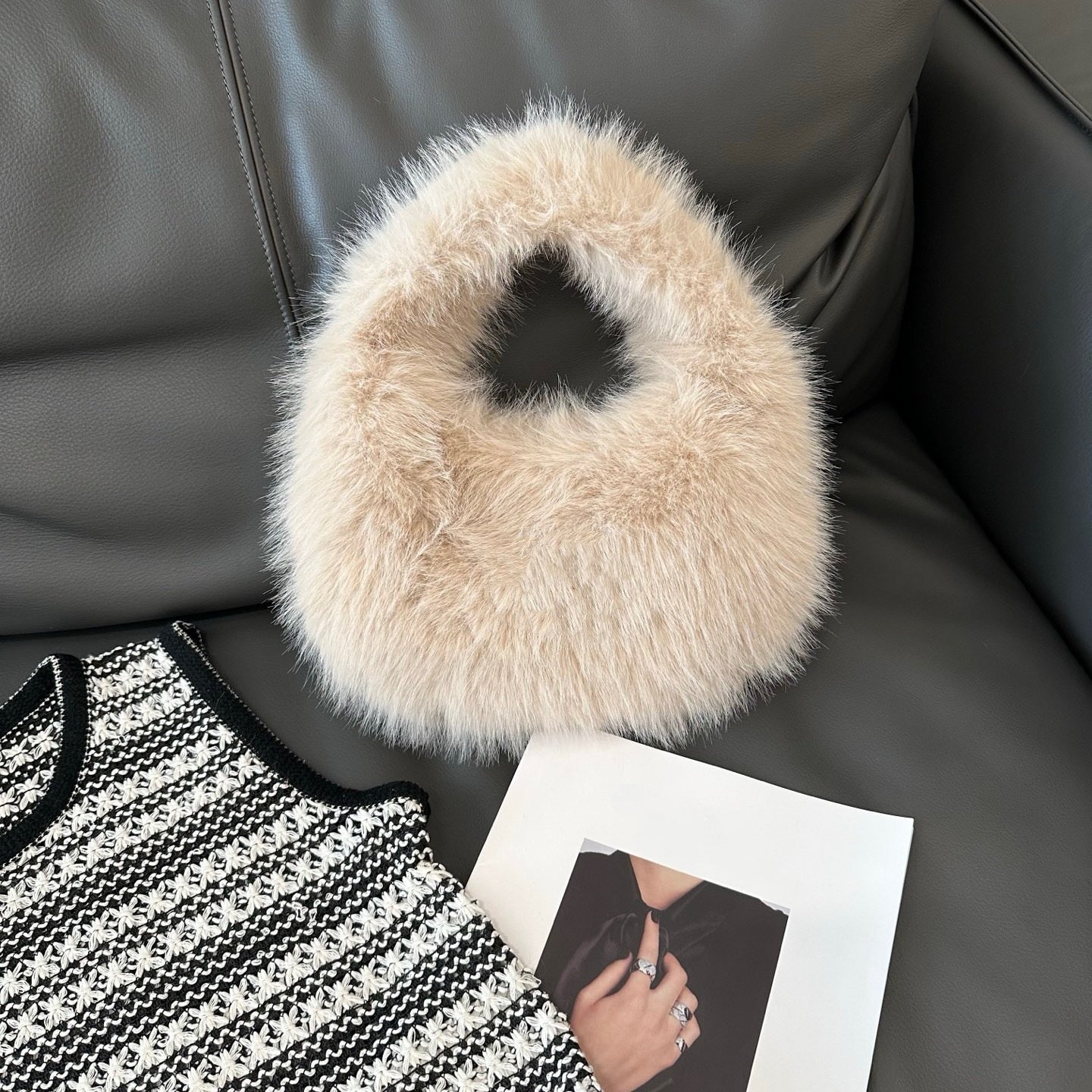 E6704#Faux mink bag
