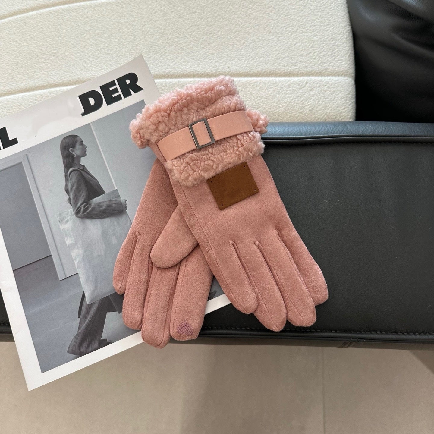 E6745#Chamois leather gloves