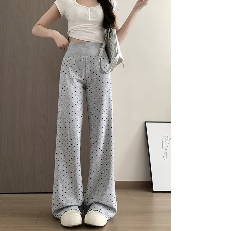 L6621#  Women Polka-Dot Micro-Flared Pants