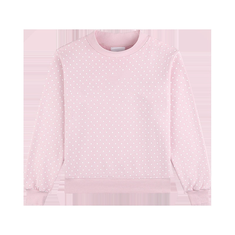 E7339#  Women Embroidered Polka Dot Sweatshirt