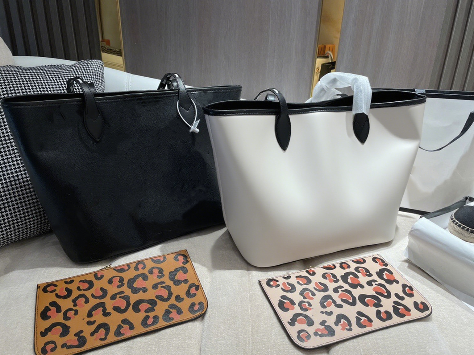 E6286# Leather Leopard Bag