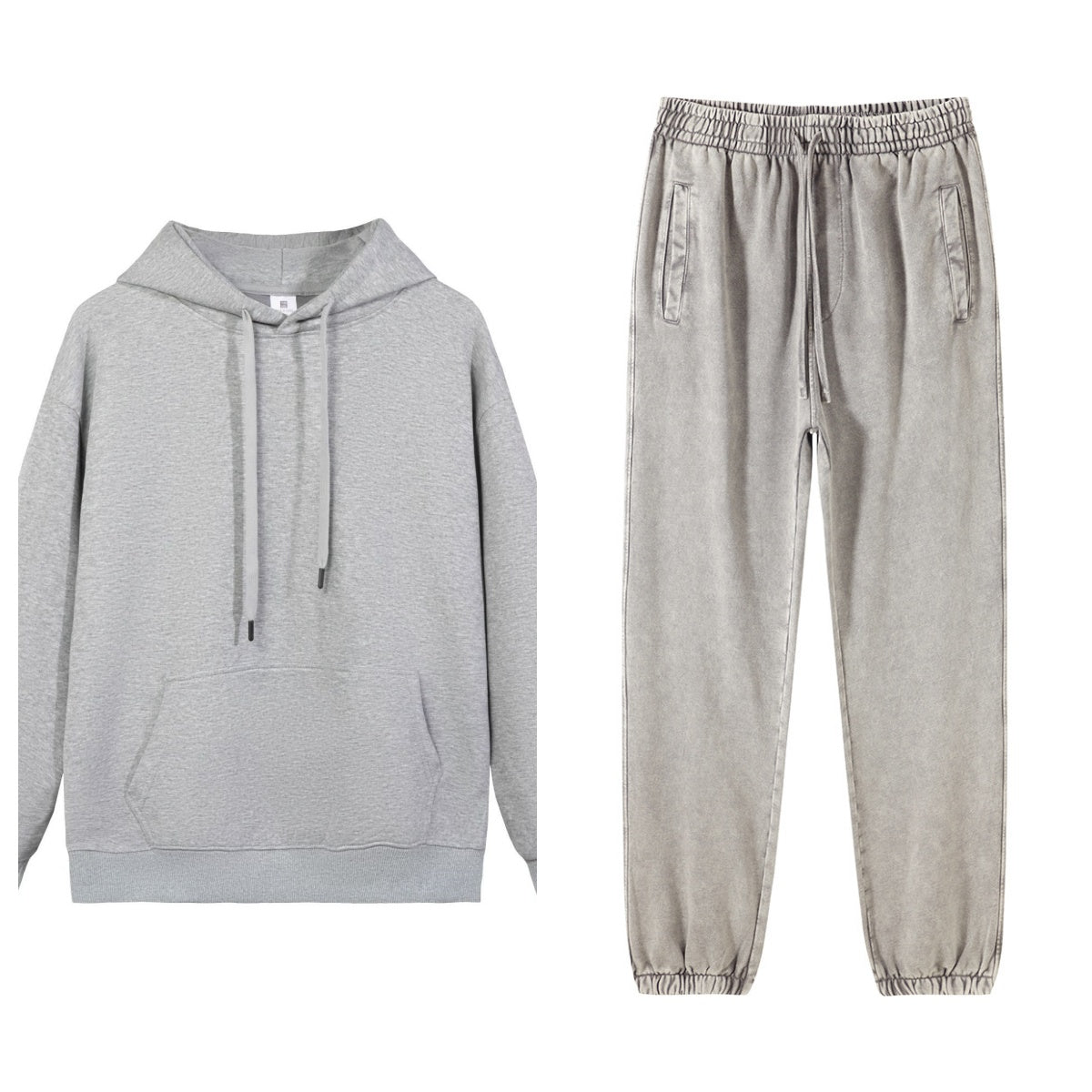 E3787#Fleece Hoodie Sweatpants Set