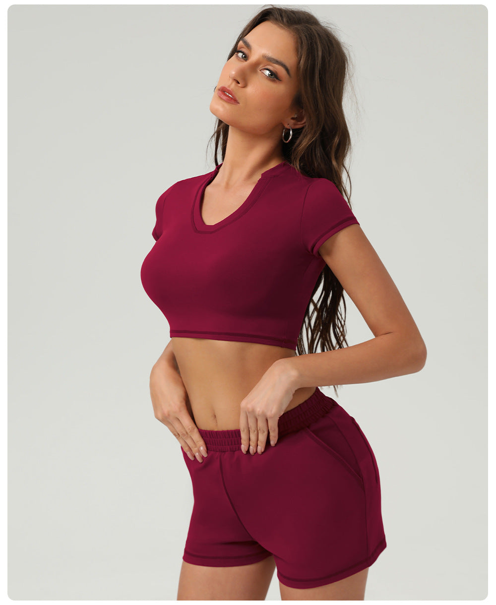 802# A Women Yoga Top Shorts Set