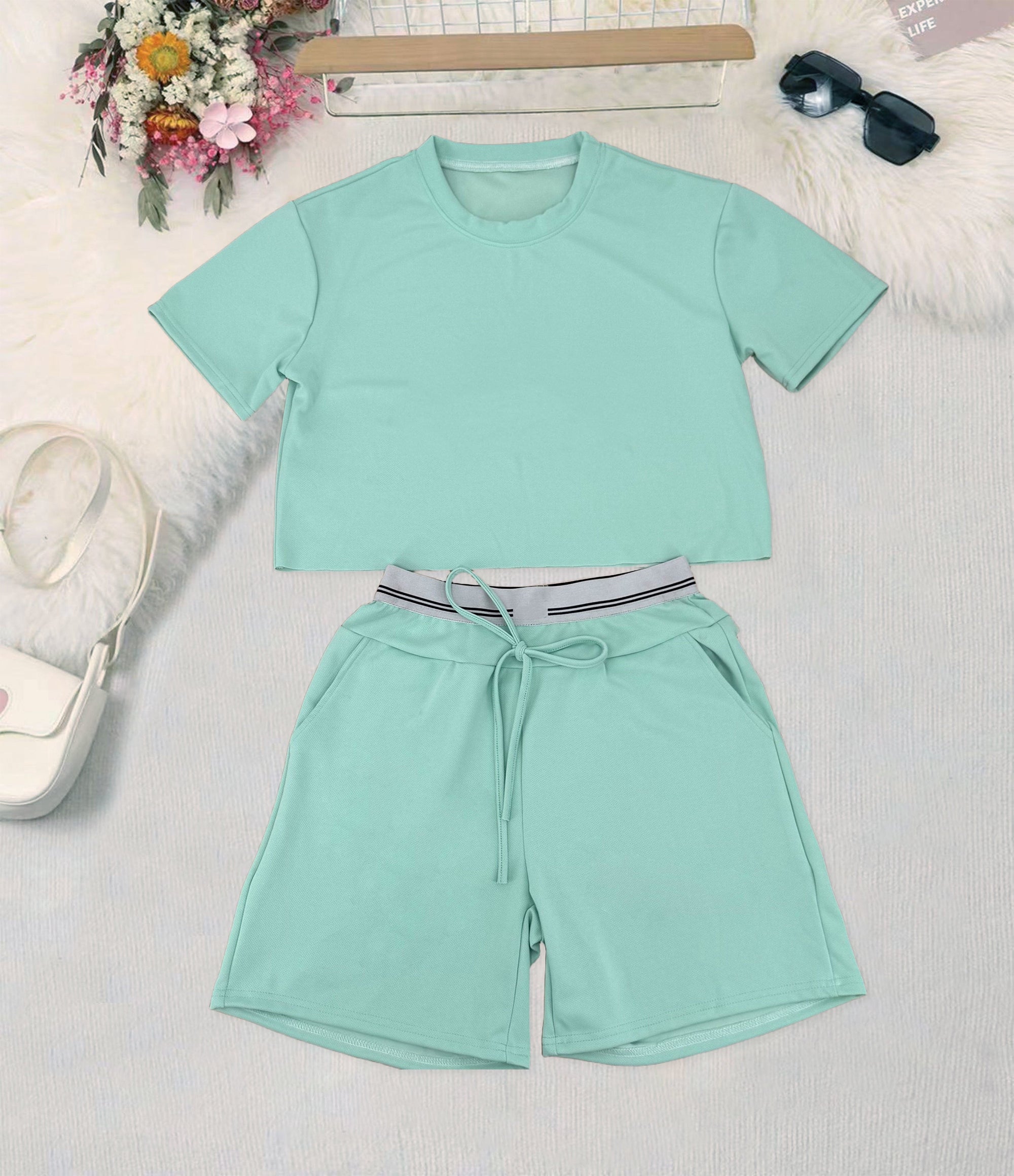 2197#A Women Shirts Shorts Set