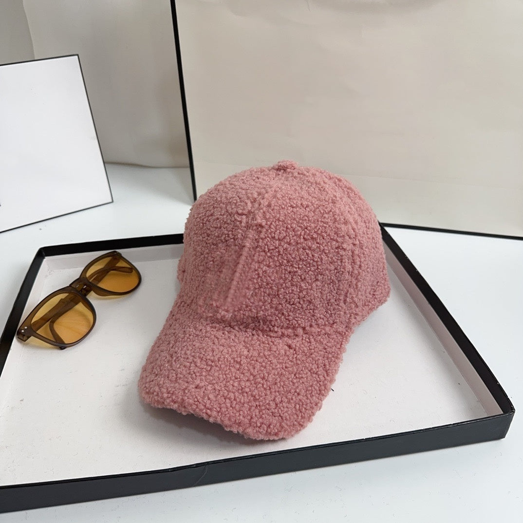 E6737# Lamb wool baseball cap