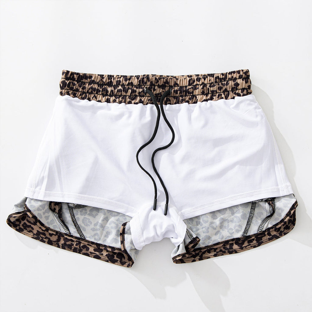 L6139#  Women Yoga Leopard Shorts