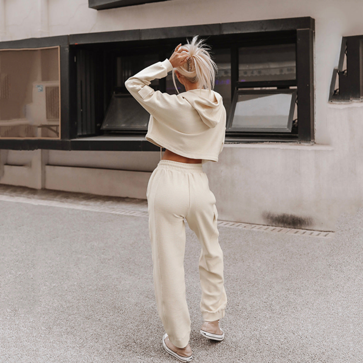 486# AL 3D Silver Logo Women Hoodie Pants Set