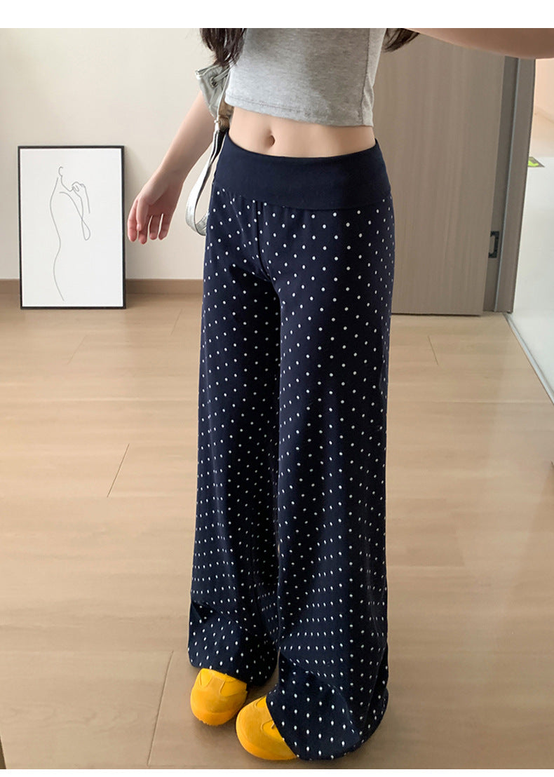 L6621#  Women Polka-Dot Micro-Flared Pants