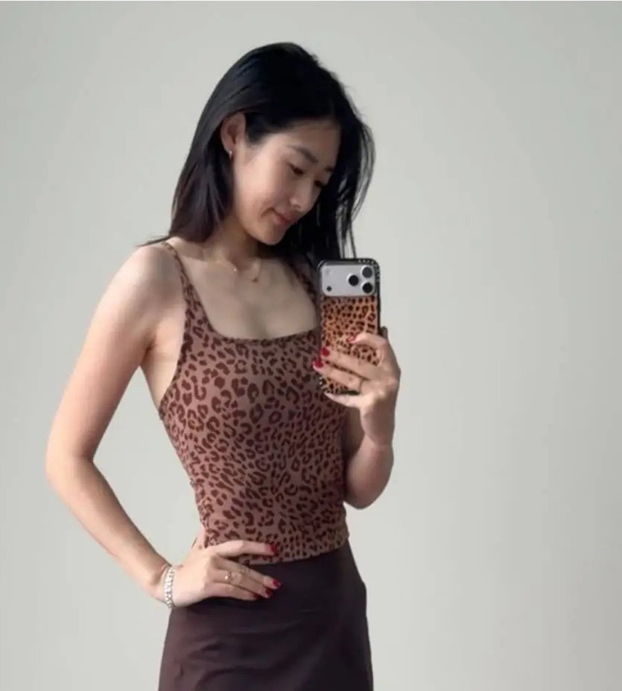 L6517# Women Yoga Leopard Tank