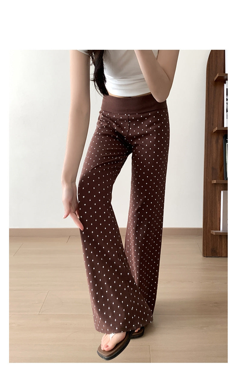 L6621#  Women Polka-Dot Micro-Flared Pants