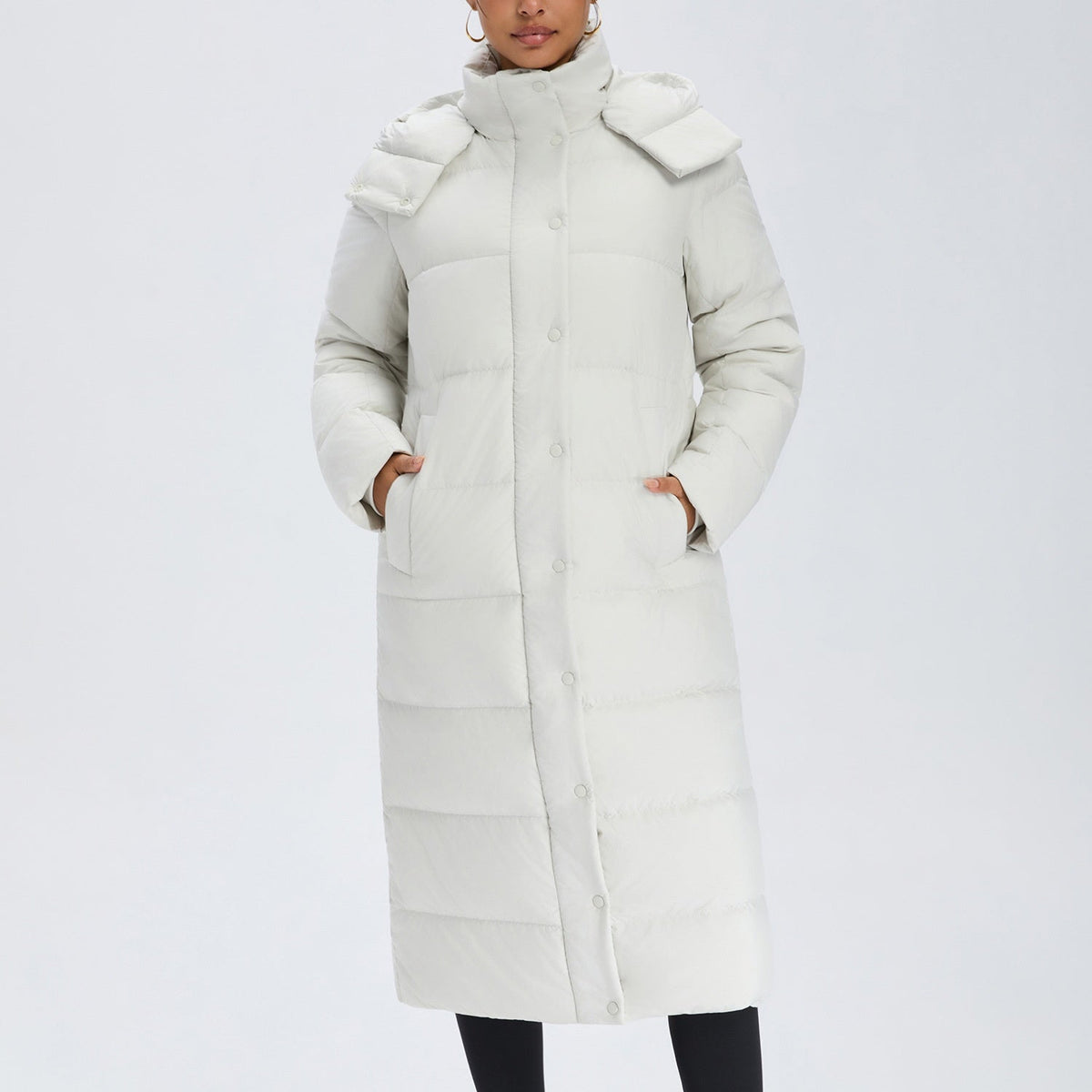 L6667#  Same Color Silica Gel Women Long Goose Down Coat