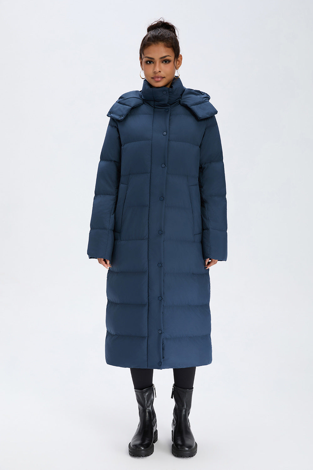 L6667#  Same Color Silica Gel Women Long Goose Down Coat