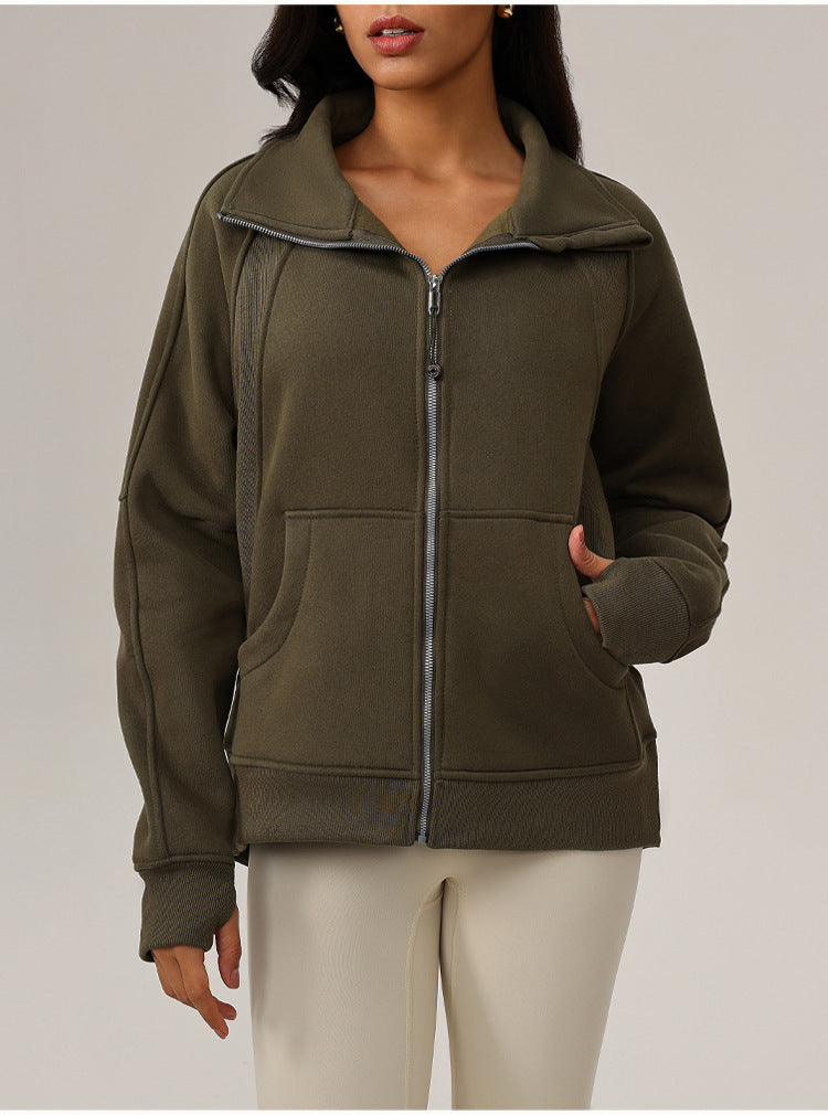 L5456#  Embroidery  Full Zipper Long Fleece Hoodies