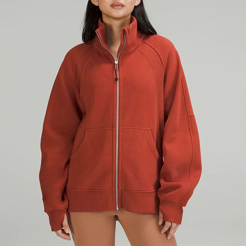 L5456#  Embroidery  Full Zipper Long Fleece Hoodies