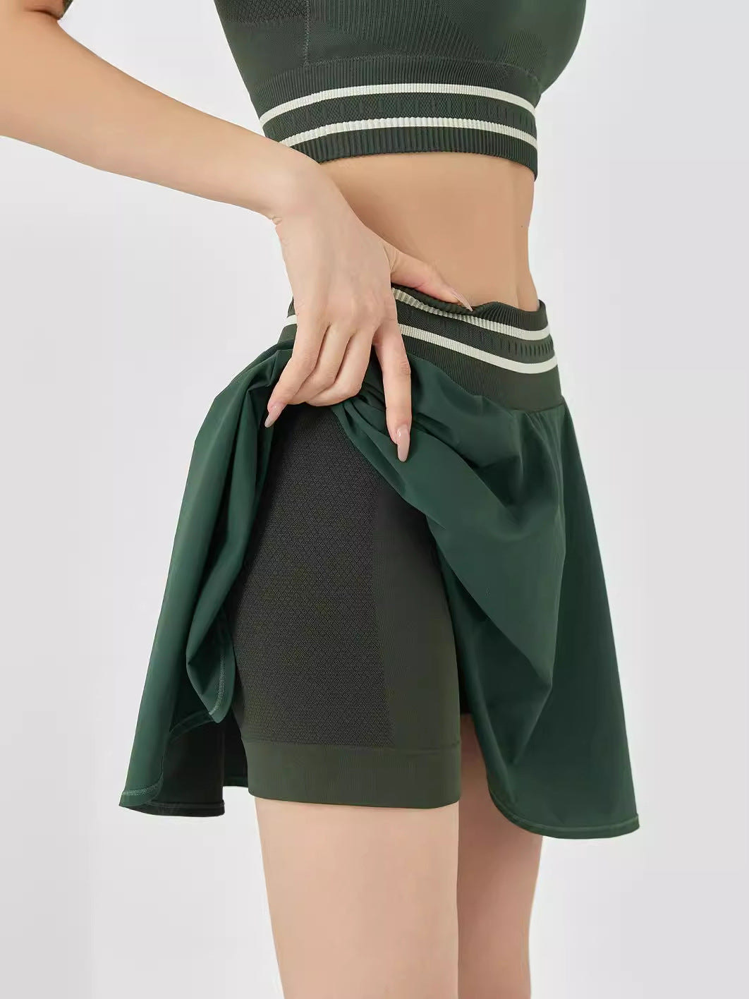 276# AL Women Yoga Bra Top Skirts Set