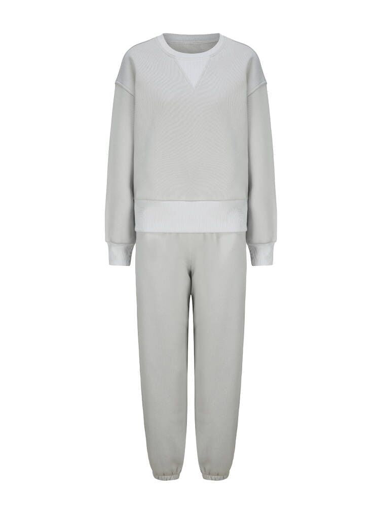 489# AL 3D Silver Logo Women Sweatshirts Pants Set