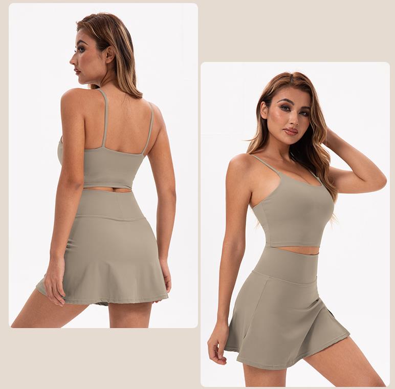 L2945#  Women Yoga Bra Skirts Set