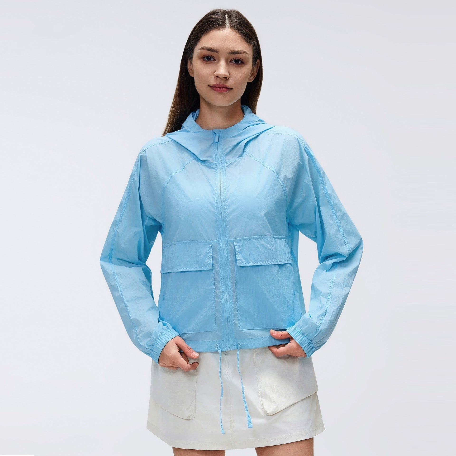 L5769# Women Yoga Hooded Sunscreen Coat