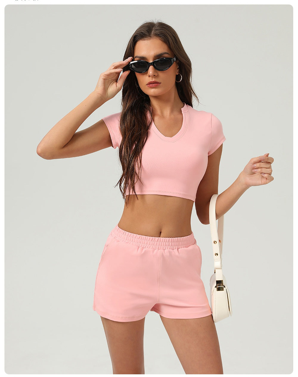 802# A Women Yoga Top Shorts Set