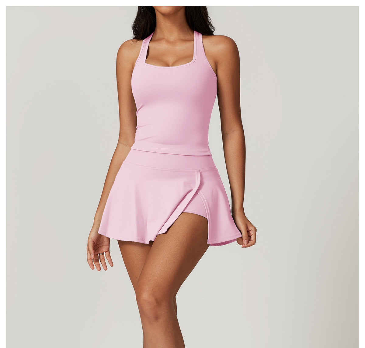 436# AL Women Yoga Tank Skirts Set