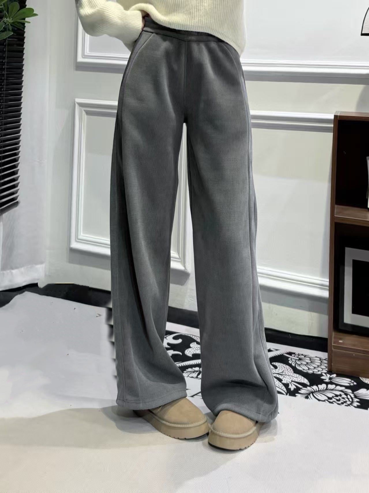 L5320# XY Women Fleece Wide-Leg Pants