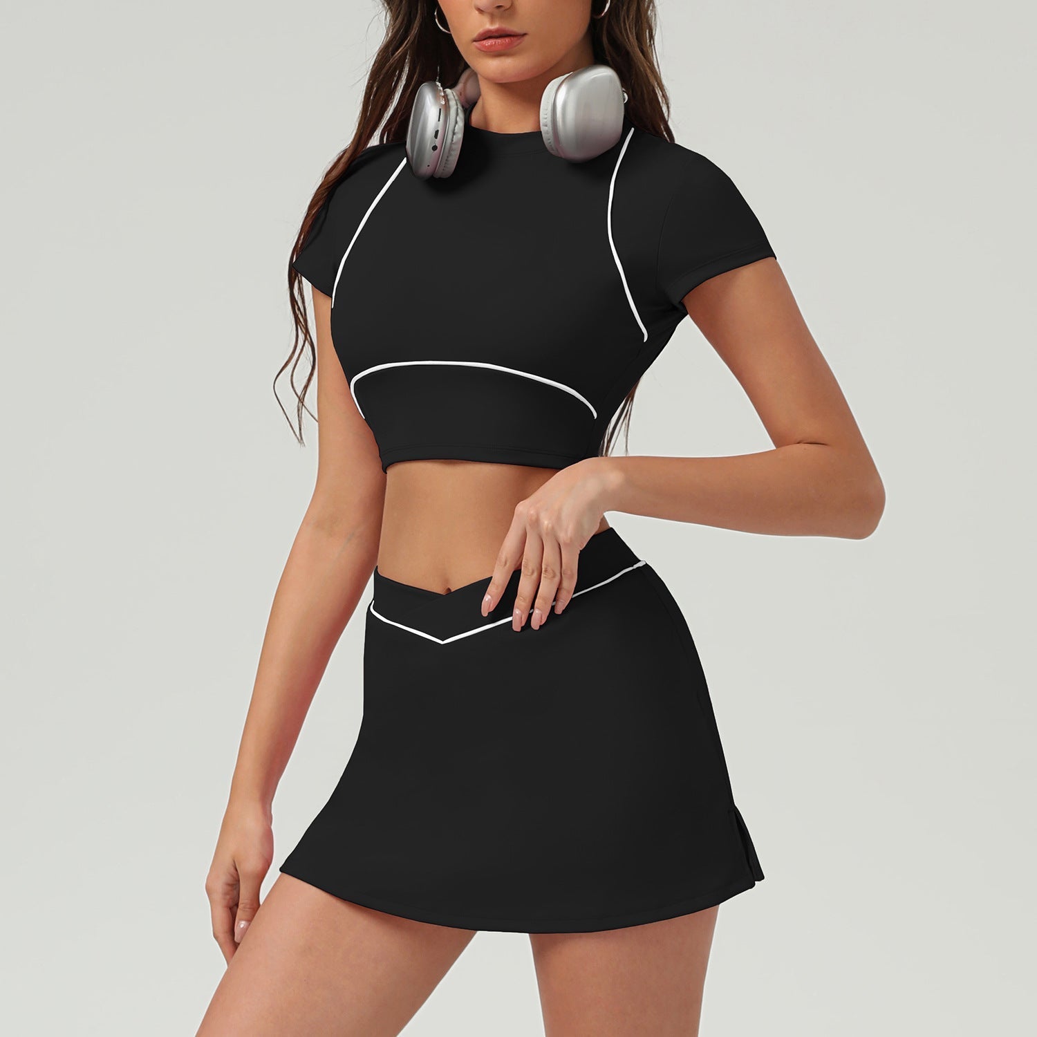 781# A Women Yoga Shirts Skirts Set