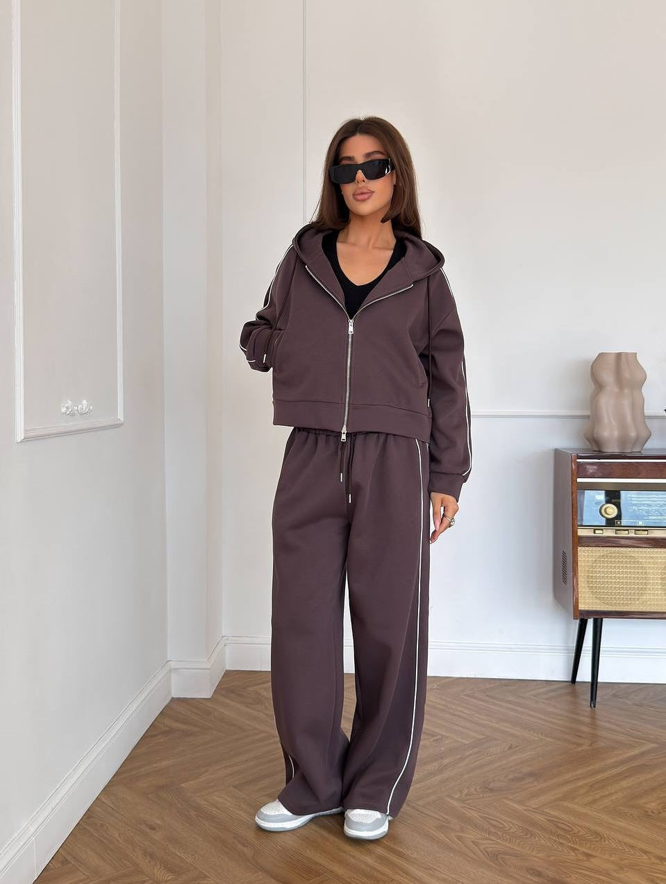 1475#A 3D Silver Women Hoodie Pants Sets