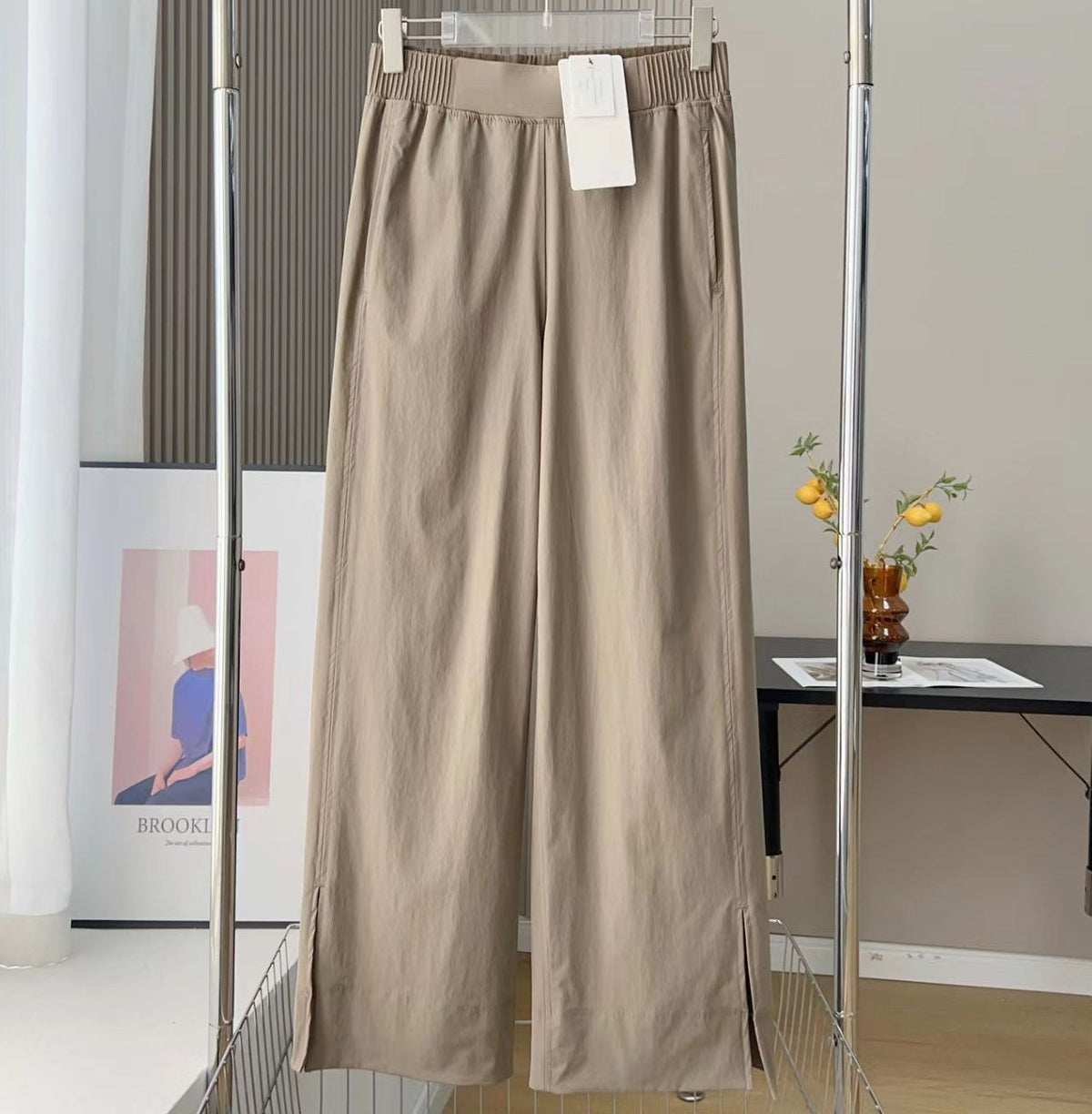 L6489#  Women Wide‑Leg Cropped Pants