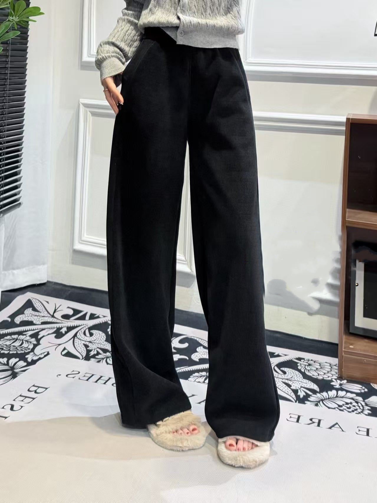 L5320# XY Women Fleece Wide-Leg Pants