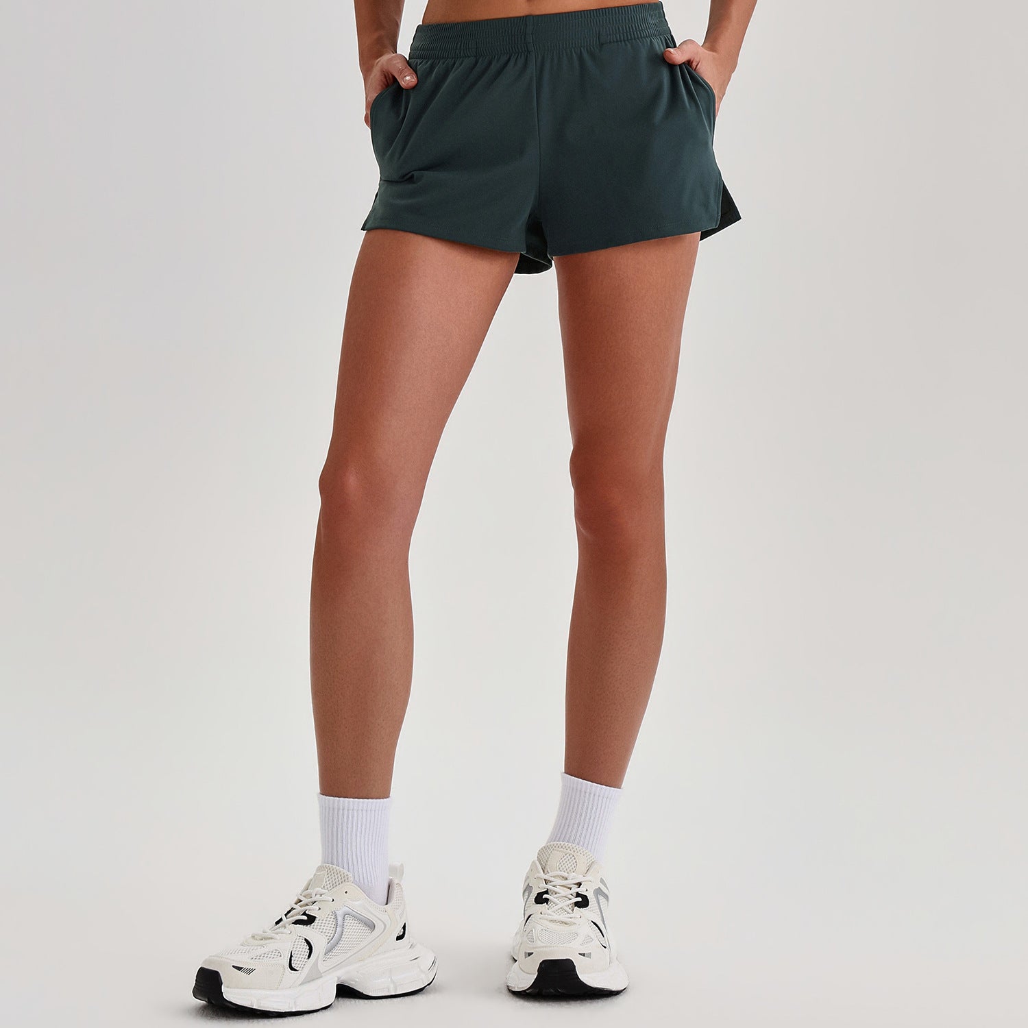 2123# A 3D Silver WOmen Yoga Shorts