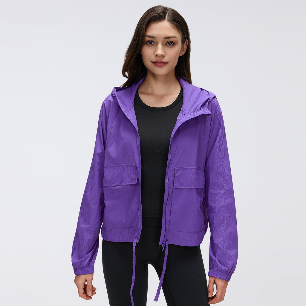 L5769# Women Yoga Hooded Sunscreen Coat