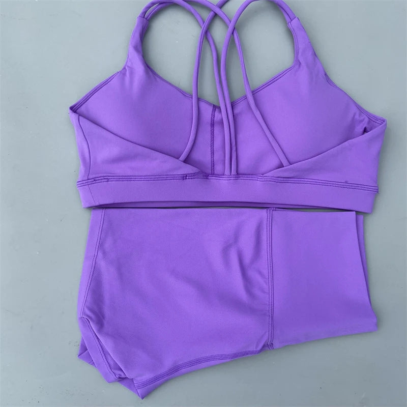 L5296#  Women Yoga Bra Shorts Set