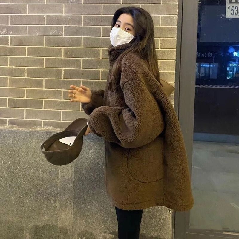 E6692#GX Women Fleece Hooded Coat