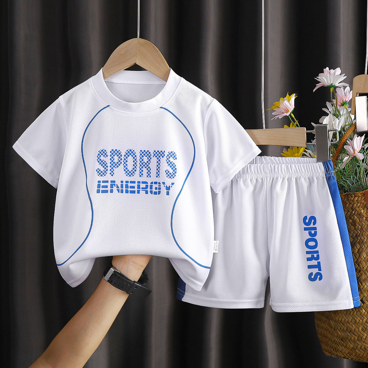 E7195#Kids football shirt shorts set