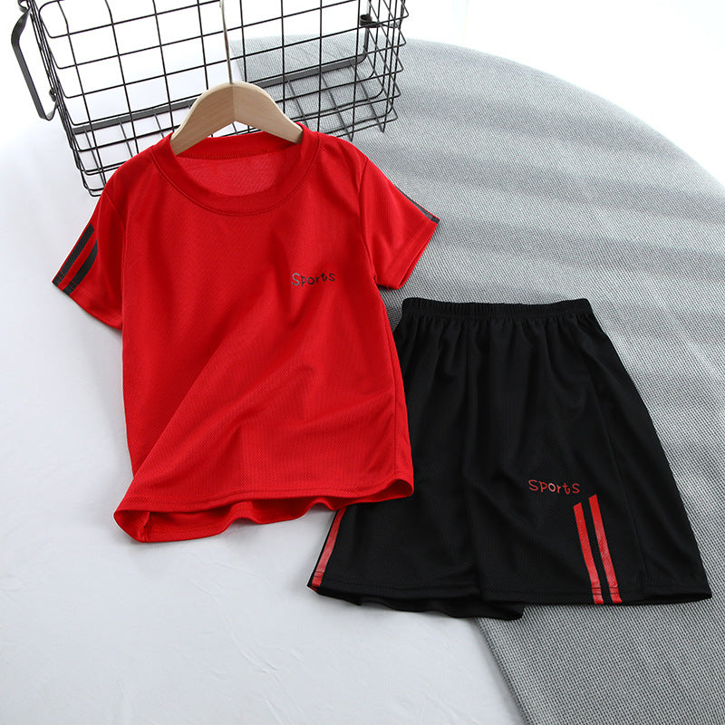 E7195#Kids football shirt shorts set