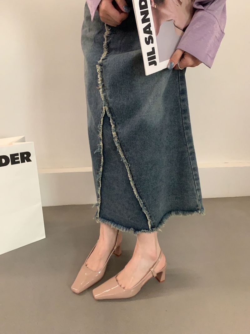 E1554#High-Heeled Slingback Sandals