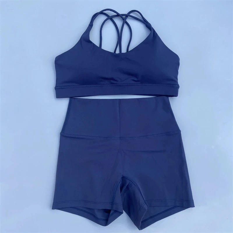 L5296#  Women Yoga Bra Shorts Set