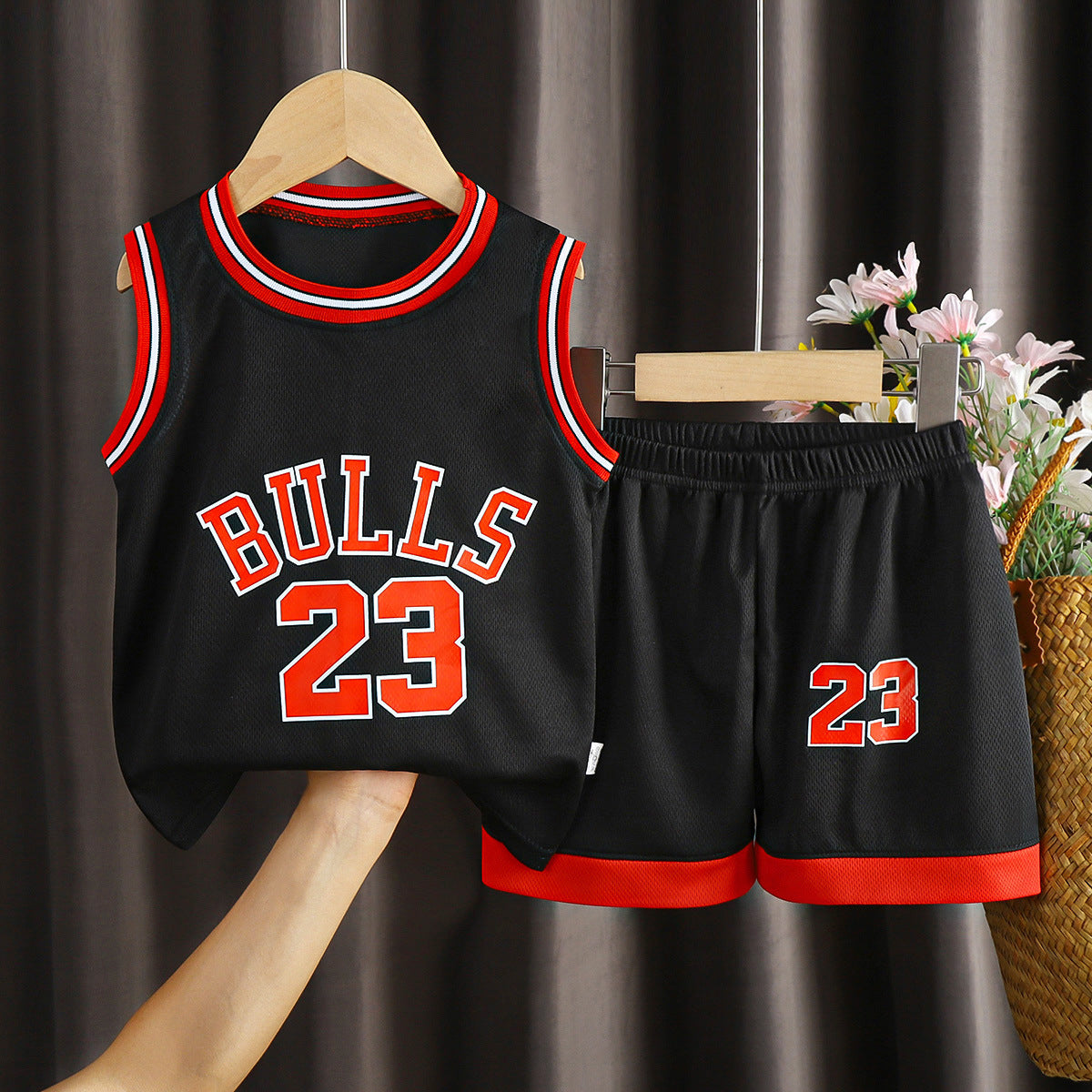 E7195#Kids football shirt shorts set