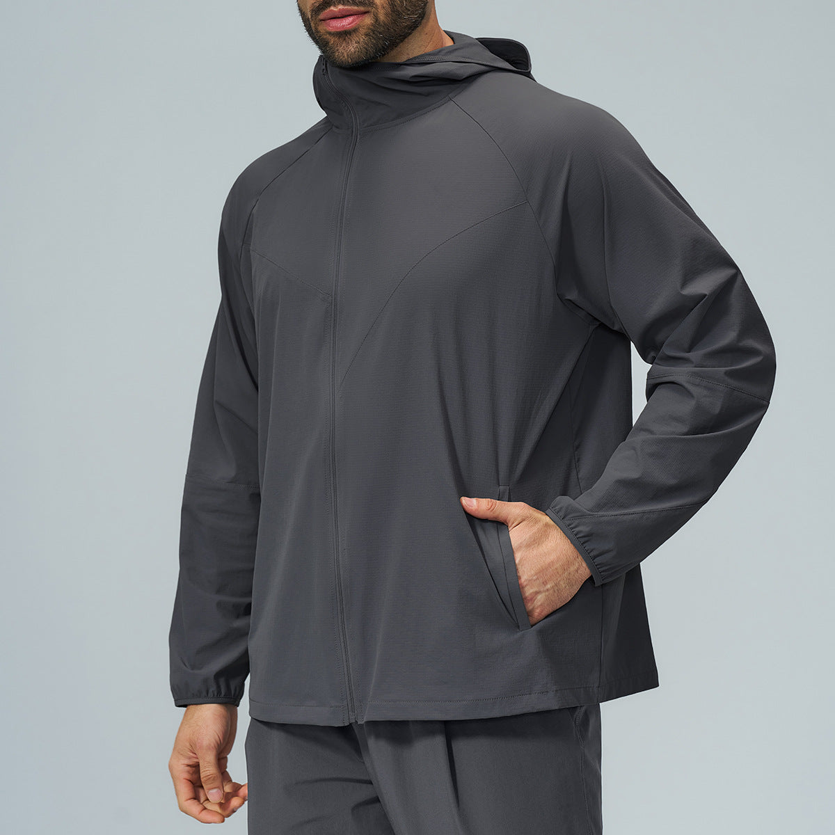 L6544#  Men Sport Hooded Jacket