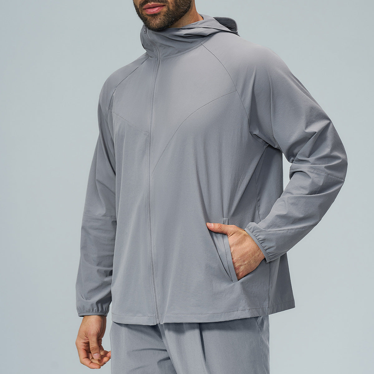 L6544#  Men Sport Hooded Jacket