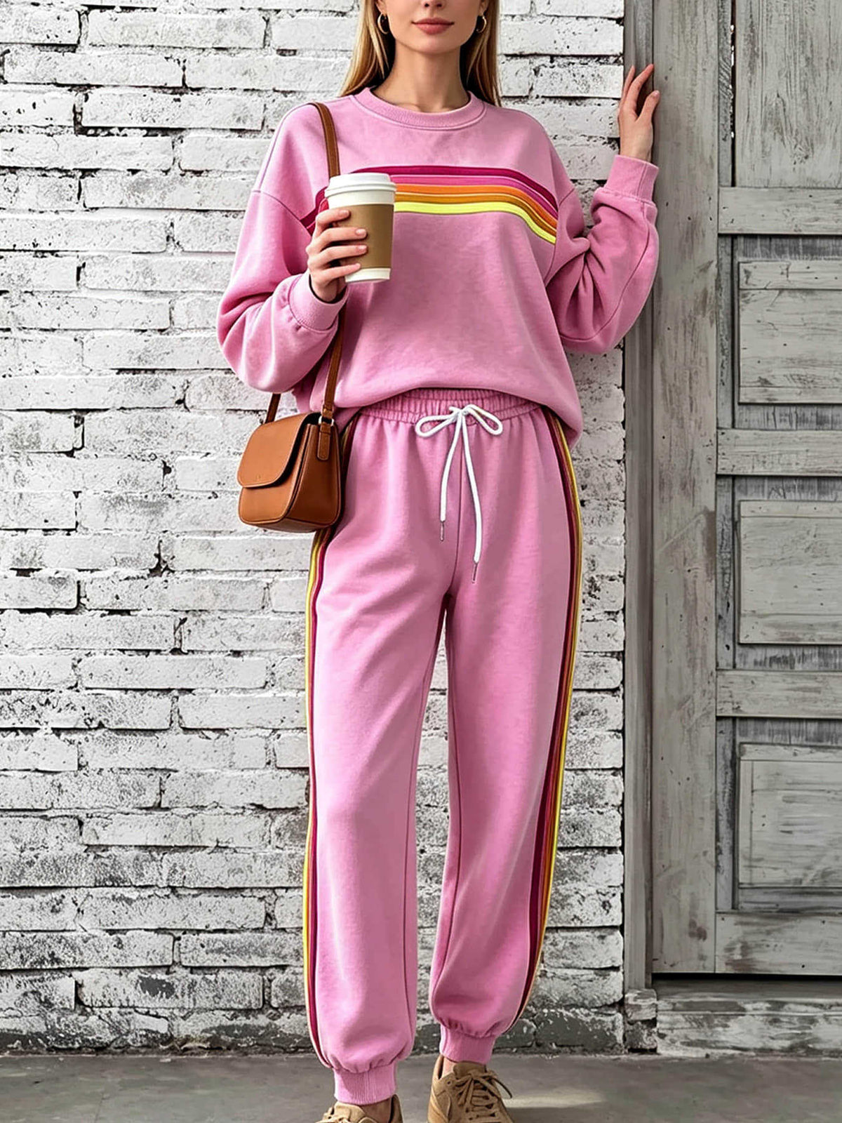 E7401# Women Embroidery Hoodie Pants Set