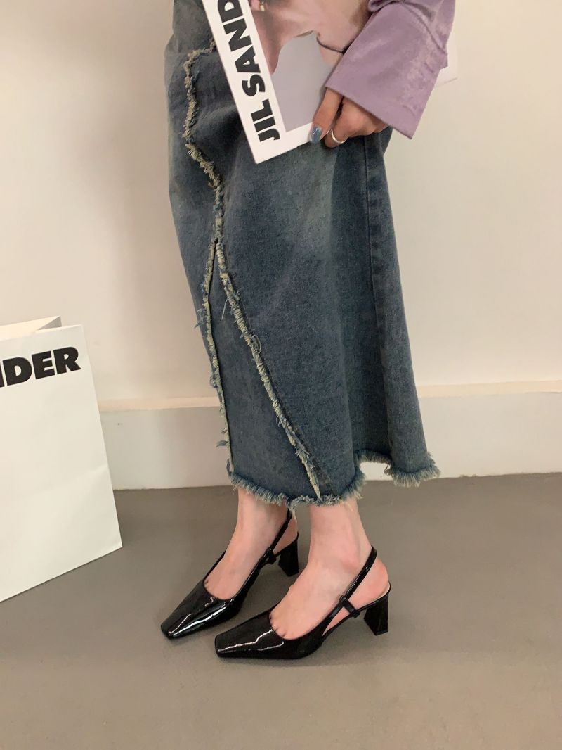 E1554#High-Heeled Slingback Sandals