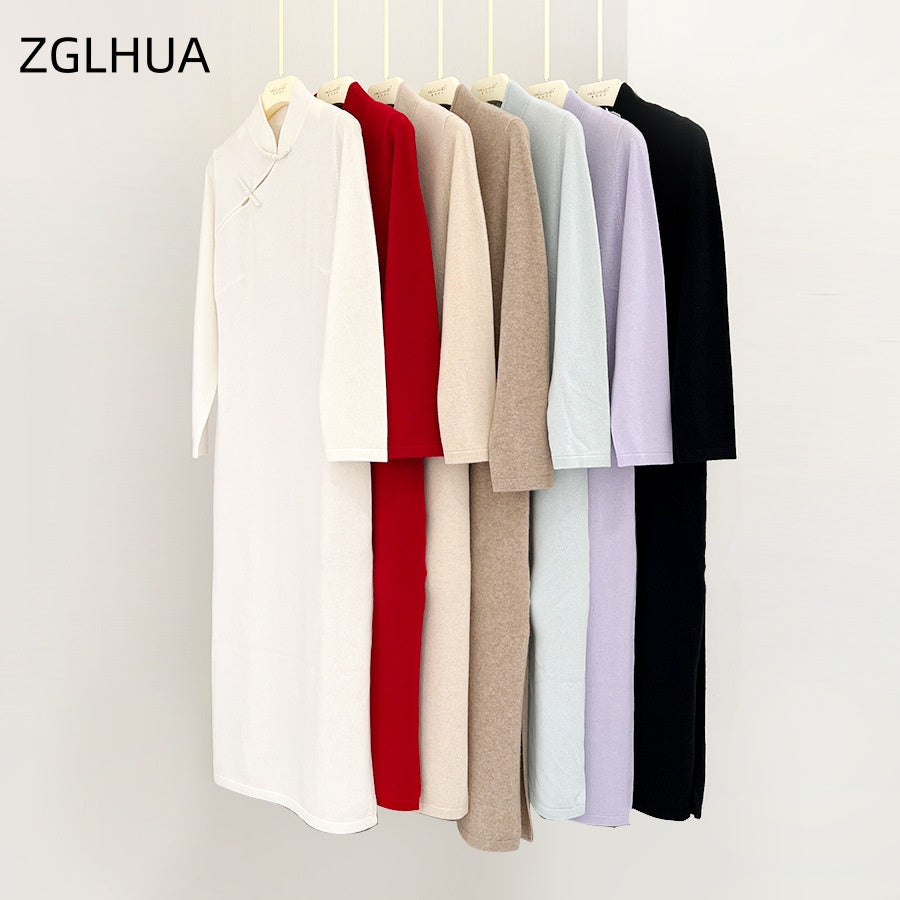 ZGLHUA Women Woolen Chinese Gowns