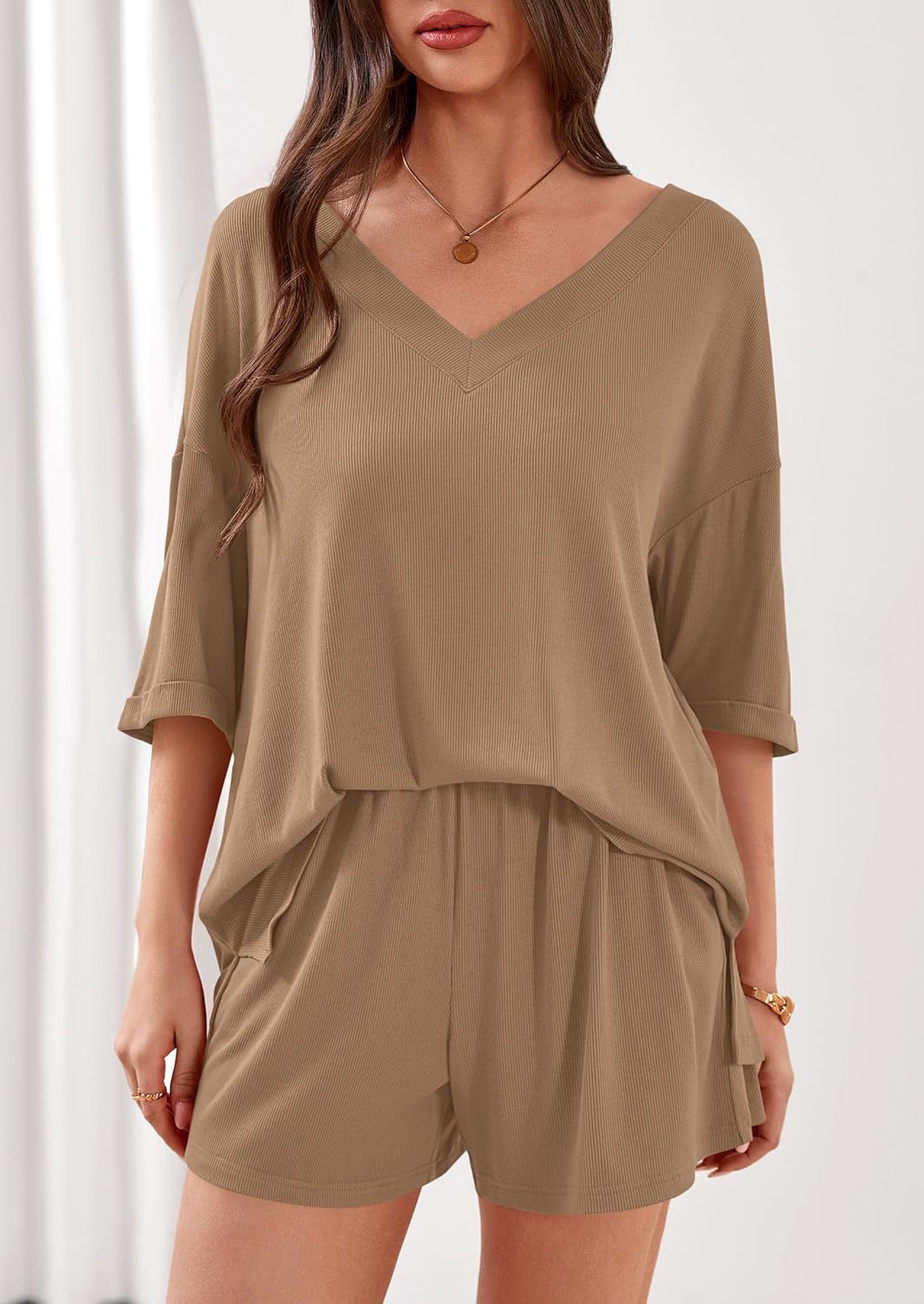 E7219# Women Shirts Shorts Set