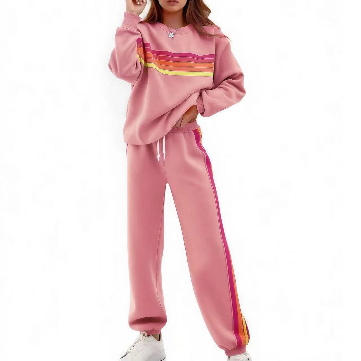 E7399# Women Embroidery Hoodie Pants Set